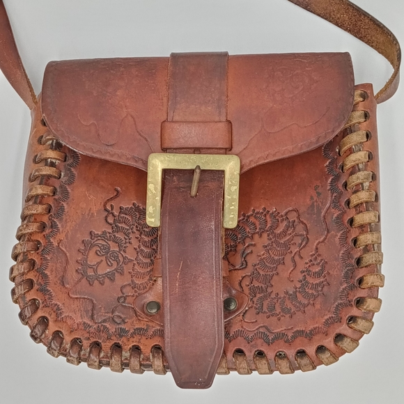 Vintage Handbags - Vintage Handmade Leather Bag